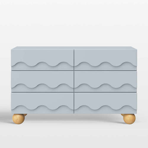 Babyletto 56" Lido Wave Powder Blue Wood 6-Drawer Kids Dresser