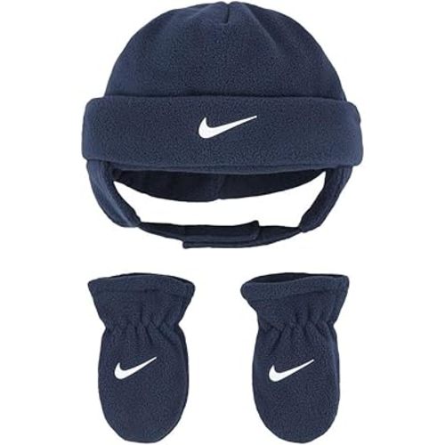 Nike Infant Boy's 2-Piece Fleece Obsidian Hat & Mittens Set Sz: 12/24 Months