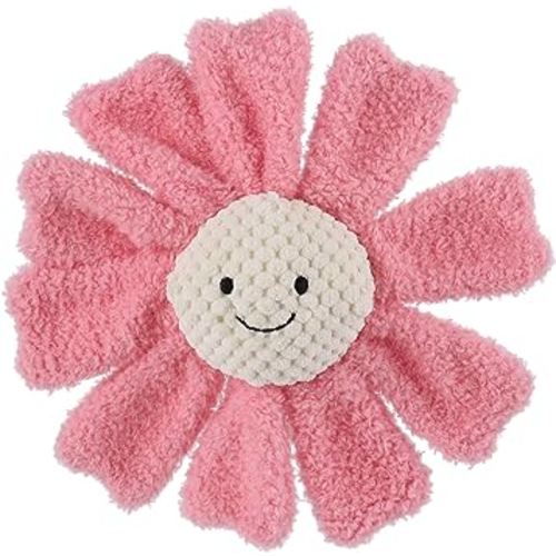 Apricot Lamb Baby Lovey Sunflower Soft Rattle Toy, Plush Stuffed Flowers for Newborn Soft Hand Grip Shaker Over 0 Months (Pink Sunflower, 8.5 Inches)