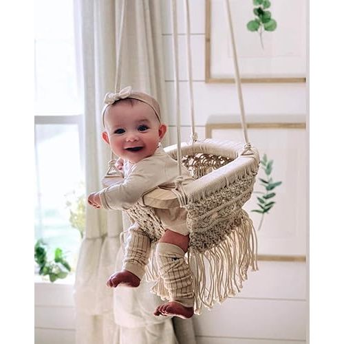 Generic Handmde Macrame Swing Boho Baby Outdoor High Back Baby Gift Nursery Decor with Beautiful Tassel ( 10 Day in Delivery )