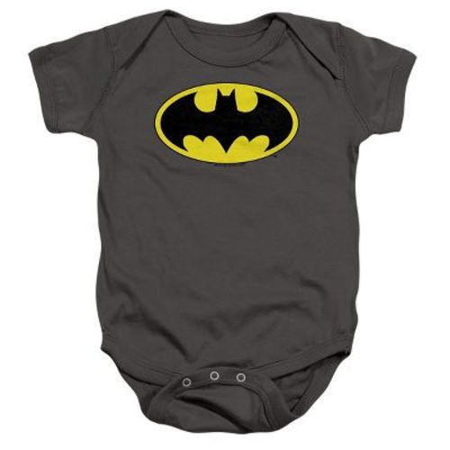Baby Batman Classic Bat Logo Infant Bodysuit Charcoal 6 Months