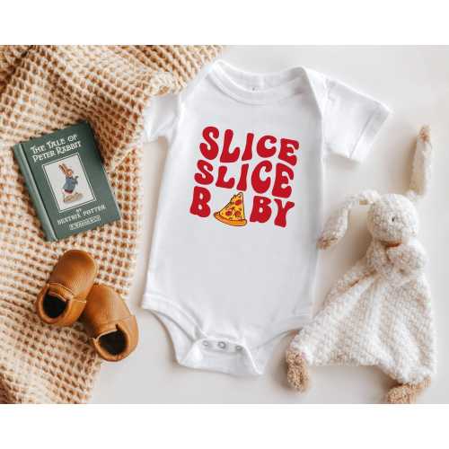 Slice Slice Baby Toddler Shirt, Slice Slice Baby Onesie® , Retro Pizza Kids Shirt, Cute Natural Toddler Tee, Retro Pizza Onesie®