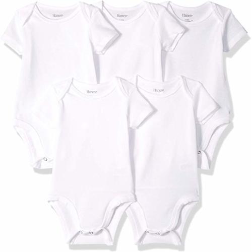 Hanes unisex-baby Ultimate Baby Flexy 5 Pack Short Sleeve Bodysuits - White