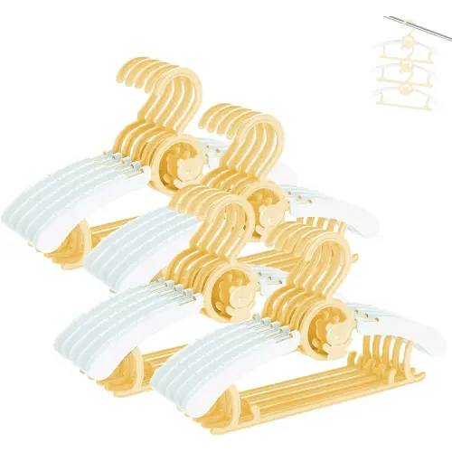 HGYZE Baby Nursery Closet Hangers, Ultra-Thin Non-Slip and Extendable Laundry Infant Pant Hanger for Newborn Clothes -20pcs Yellow Gift- Adjustable Children Coat Hanger for Girl Boy Toddler Kids Child