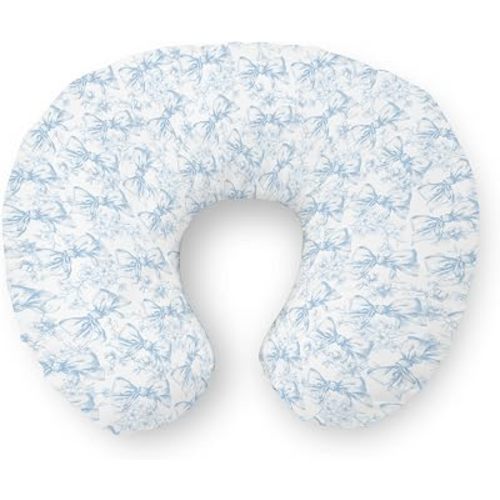 Vintage Blue Chinoiserie Flower Bows Nursing Pillow Covers Retro Floral Bows Soft Stretchy Removable Covers for Breastfeeding Pillows Pastel Girly Floral Plant Slipcover for Baby Girls Boys Newborn