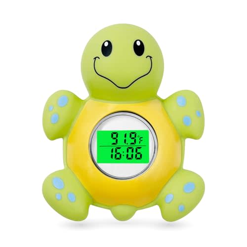 Baby Bath Thermometer with Timer, Safety Digital Water Temperature Thermometer with 3 Color Backlit and Temperature Warning, Bath Tube Floating Toy for Infant, Toddler
