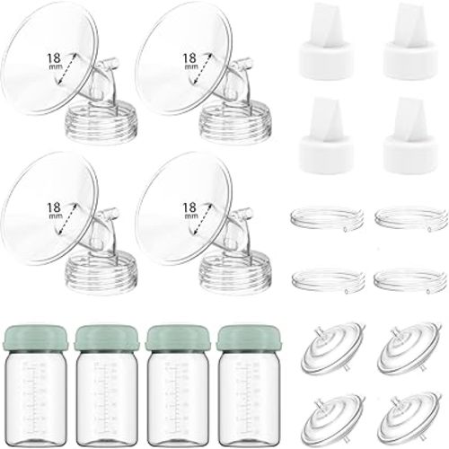4 Full Pump Parts Kits for Spectra S1/S2/9 Plus/Synergy Gold, Replacement Kit for Spectra Pump Parts 4PC,Include 18mm Flange, Duckbill Valve, Tube, Bottle, Backflow Protector, Not Original Accessories