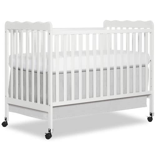 Dream On Me Carson Classic 3-in-1 Convertible Full-Size Baby Crib in White, GreenGuard Gold & JPMA, 4 Mattress Heights, Converts to Day & Toddler Bed, Locking Wheels, Classic Nursery Design