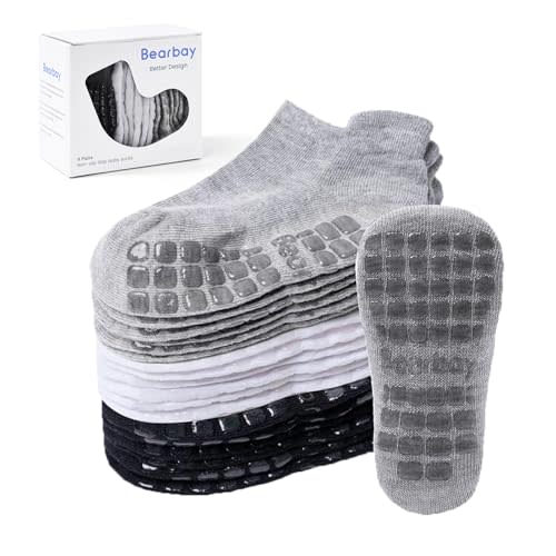 Baby Non Slip Ankle Socks with Grippers for 0 Months-7 Years Old Walking Socks