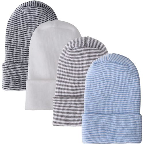 DRESHOW BQUBO 4 Pack Newborn Hospital Hat Infant Baby Hat Cap with Big Bow Soft Cute Knot Nursery Beanie