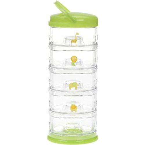 Innobaby Packin' Smart Stackable and Portable Storage System for Formula, Baby Snacks and More. 5 Stackable Cups in Lime Sorbet. BPA Free.