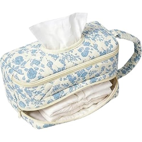 Double-Layer Wipe Holder Quilted Wipes Bag, Baby Wipes Holder, Beige