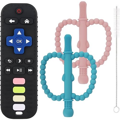 Teething Toys for Babies 0-6 6-12 12-18 Months Bpa Free Teething Sticks and Remote Teether for Babies Baby Sensory Chew Toys for Infants 0-18 Months