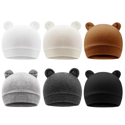 DRESHOW BQUBO 6 Pack Baby Hats for Boys Girls Unisex Baby Hat Soft Knit Cap Nursery Beanie for Newborn Infant Toddler Kid