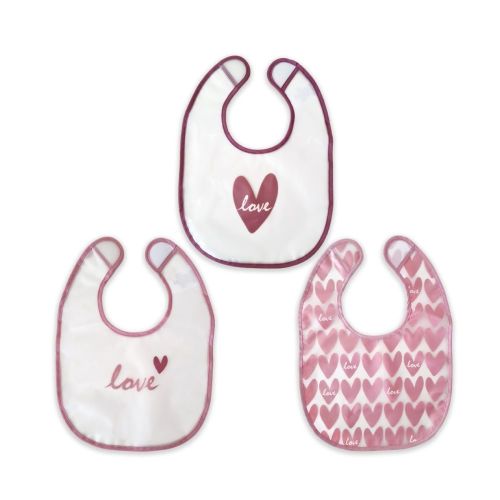 4baby Bib Easy Clean Love Heart - 3 Packs