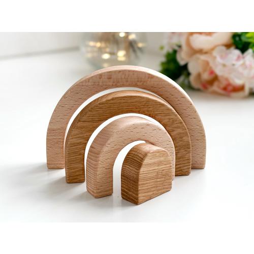 Wooden Rainbow Stacker: Neutral Nursery Shelf Decor