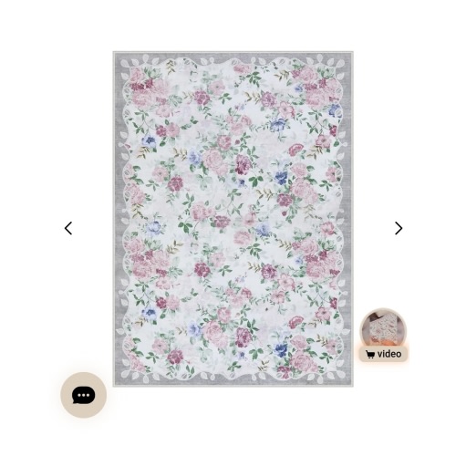 Nina Washable Romantic Vintage Floral Rose Garden Purple Rug - Lahome