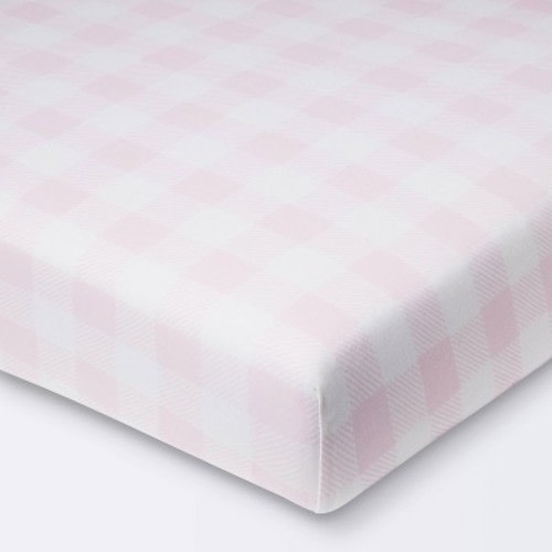 Polyester Rayon Jersey Fitted Crib Sheet - Cloud Island™ Pink Gingham