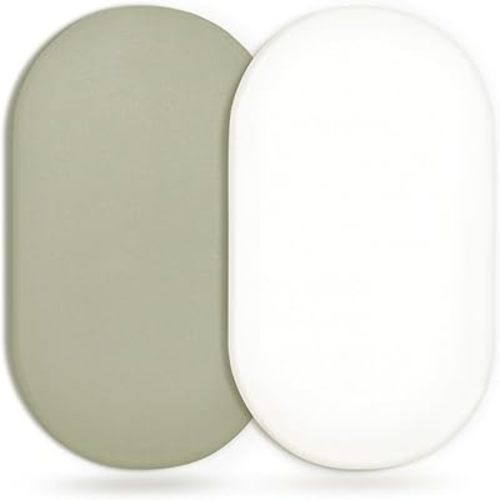 GRSSDER Stretchy Ultra Soft Fitted Bassinet Sheet 2 Pack, Universal Fit for Bassinets Baby Cradle Moses Basket Oval Rectangle Mattress Safe and Snug, Jersey Bassinet Sheets for Girls, White/Sage