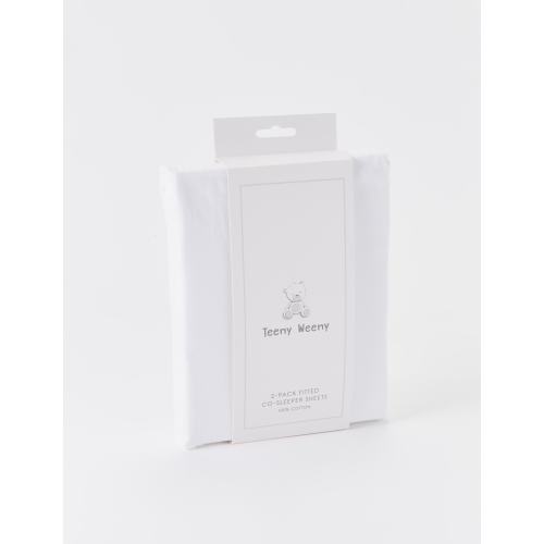 Teeny Weeny Co-Sleeper Fitted-Cotton, 2-Pack, White