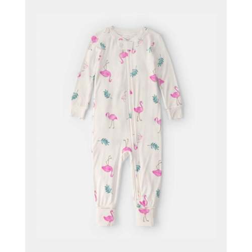 Baby Girl Flamingo PurelySoft Snug Fit 1-Piece Pajama - Ivory | Carter's