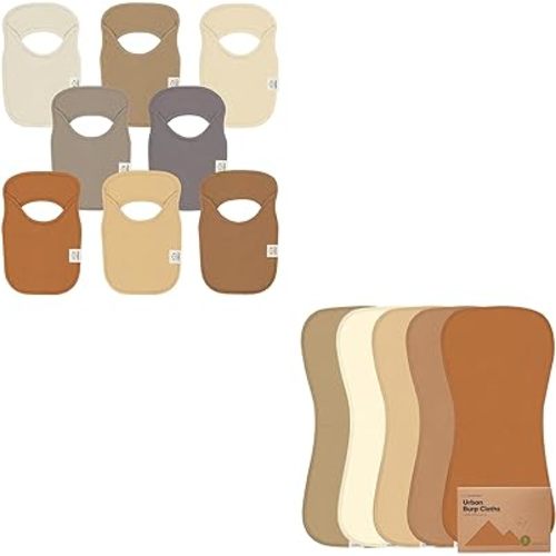 KeaBabies 8-Pack Baby Bibs for Boys, Girls and 5-Pack Burp Cloths for Baby Boys and Girls - Pull-on Bibs for Baby Girl, Baby Boy, Ultra Absorbent Burping Cloth