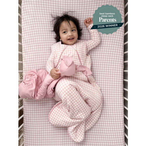 Pink Gingham 1.0 TOG Bamboo Viscose Sleep Sack | günamüna