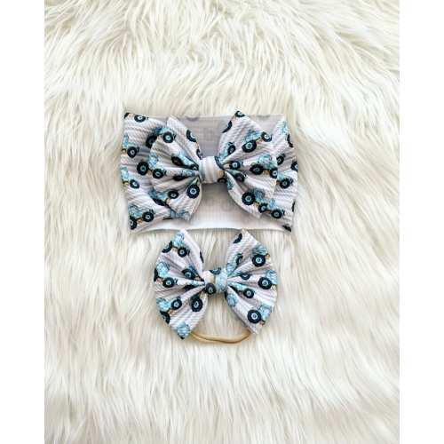 Tractor Baby Bow: Nylon, Headwrap, Clip or Pigtail Set Hair Bow