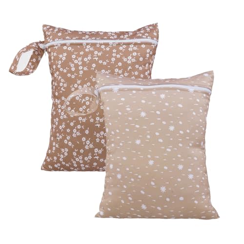 HappyFlute 2pcs Waterproof Bag Set - Cactus & Animal Pattern Wet/Dry Bag for Towels, Diapers, Swim & Beach Use, 10.2x14.4 inches