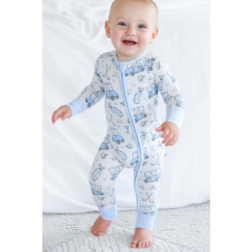 Convertible Bamboo Zip Romper | Caddie Crew Blue