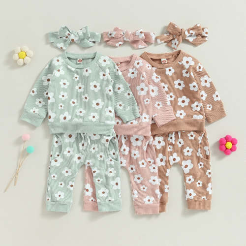 Flower Power Waffle Sweatsuit and Bow – The Ollie Bee