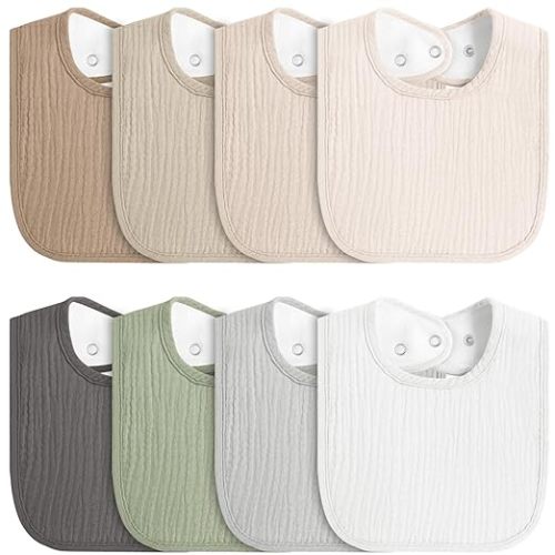8-Pack Baby Muslin Bibs