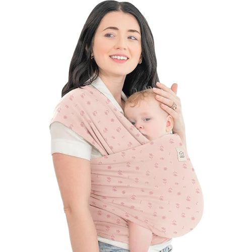 KeaBabies Baby Wrap Carrier, All in 1 Original Baby Carrier, Pink Daisies