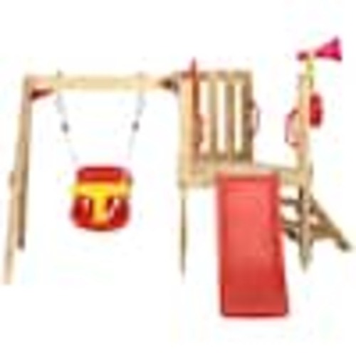 Bon Furni Wooden Outdoor Swing Playset with Baby Swing Seat, Toddler Slide LAB00474