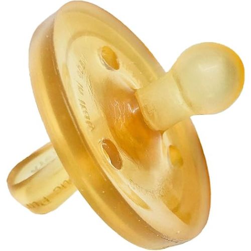 Newborn Pacifier- Shorter Nipple Less Gagging - Small Preemie (0-6 mos) - Breastfed Babies - 100% Natural Rubber - BPA-Free - Handcrafted in Italy - 1-Pack