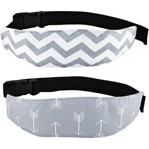 2PCS Baby Head Support Band for Stroller Car Seat, Head Holder Neck Relief Strap Headrest for Sleeping Traveling for Toddler Children Kids Baby Infant (Waves and Fish Bones)