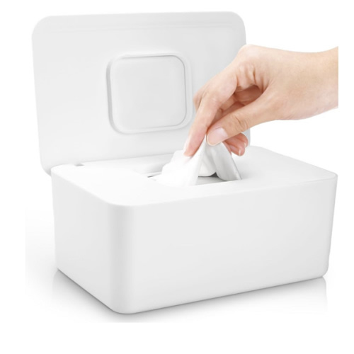 Baby Wipes Dispenser, Baby Wipe Holder for Fresh Wipes, Non-Slip Baby Wipes Container, Refillable Wipes Box with Sealing Design Lid (White)