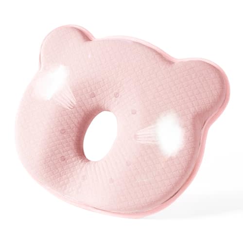 Cococu Memory Foam Baby Pillow for Newborn Flat Head Baby Pillow Machine-Washable Neck Support Prevent Flat Head 100% Cotton