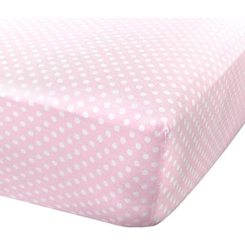 Abstract Cotton Crib Sheets - Fitted Crib Sheet for Standard Crib Mattress - Ultra Soft Crib Sheets for Boys Girls Baby - Universal - Snug Fitted - Cotton - 28"x52" (Pink Polka Dot)