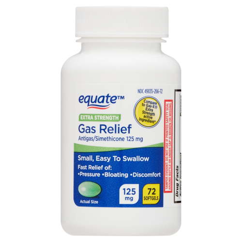Equate Extra Strength Gas Relief Simethicone 125 mg Softgels, 72 Count, Compare to Gas-X® Extra Strength Active Ingredient HSA/FSA Eligible