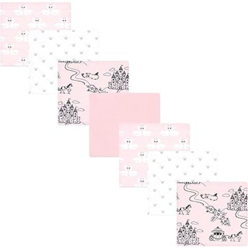 Hudson Baby Unisex Baby Cotton Flannel Receiving Blankets Bundle, Fairytale Princess, One Size