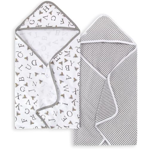 Burts Bees Baby Infant Hooded Towels A-Bee-C Organic Cotton, Unisex Bath Essentials and Newborn Necessities, Soft Nursery Towel with Hood Set, 2-Pack Size 29 x 29 Inch