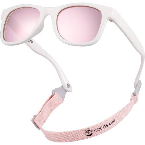 COCOSAND Flexible Baby Sunglasses with Strap Polarized UV Protection for Toddler Infant Newborn Boy Girl Age 0-24 Months