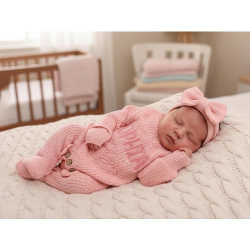 Personalized Embroidered Baby Romper, Ruffle Knit Jumpsuit, Baby Shower Gift