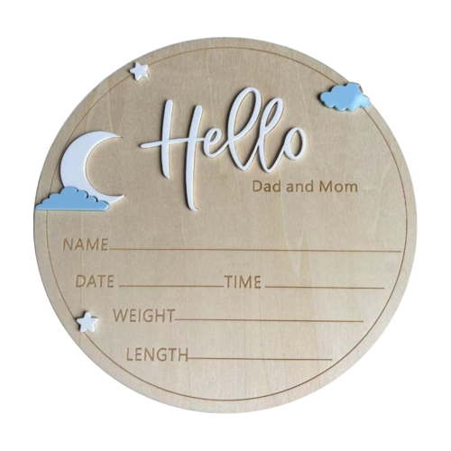 Baby Announcement Sign, Hello World Newborn Sign, Wooden Hello World Newborn Welcome Sign Birth Baby Name Plaques For Photo Props Baby Shower Hospital Nursery