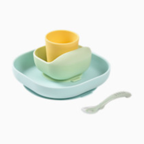 Beaba Silicone Suction Meal Set (Pack of 4) - Yellow/Green