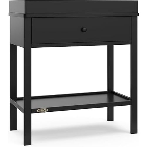 Graco Storage Baby Changing Table (Black) - GREENGUARD Gold Certified, Changing Table with Drawer, Changing Table Topper, Perfect for Any Nursery Décor