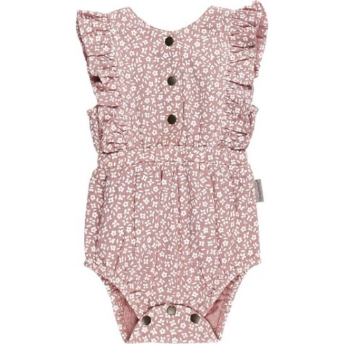 Ruffle Organic Cotton Gauze Romper, 6-9M