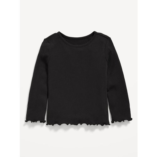 Printed Long-Sleeve Lettuce-Edge T-Shirt for Toddler Girls
