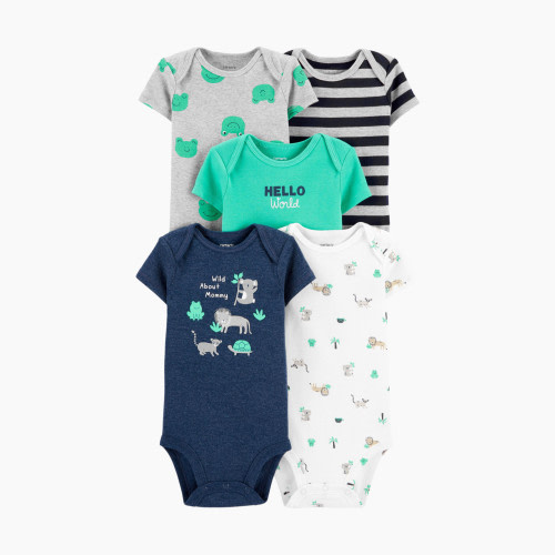 Carter's Short Sleeve Bodysuit (5 Pack) - Assorted Green/Safari, 6M